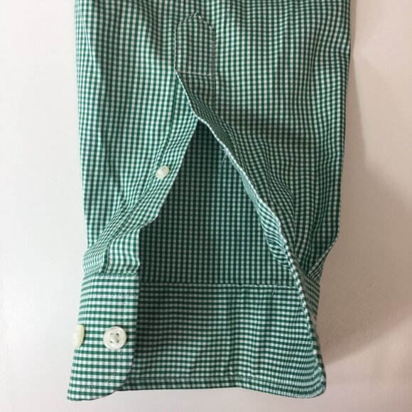 Land's End Mens Button Down Shirt Long Sleeve Green White Checker Office Size XL - Picture 9 of 13